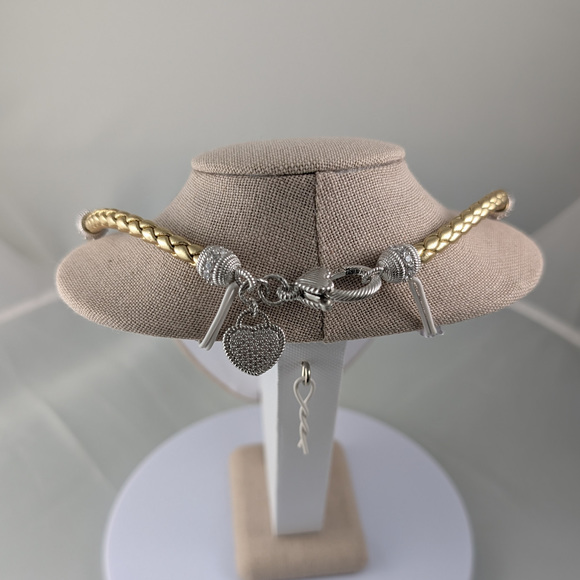 Judith Ripka 925 Silver/Faux Leather/Diamonique Gold Necklace - Picture 6 of 8